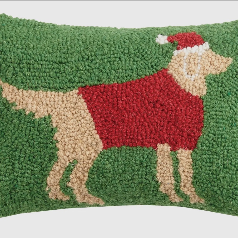 Golden Retriever Accent Pillow 100% wool nwt